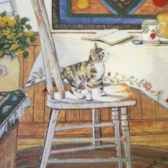 1991 Edwin M Knowles Cozy Country Corners Table Trouble Cat Plate Ltd Edition - Picture 2 of 10